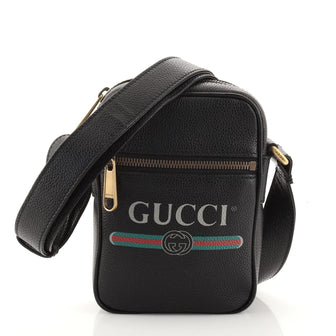 Gucci Logo Zip Messenger Bag Printed Leather Mini