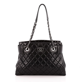 Chanel CC Shopping Tote Quilted Leather Large Black
