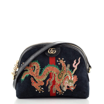 Gucci Ophidia Dome Shoulder Bag Embroidered Suede Small