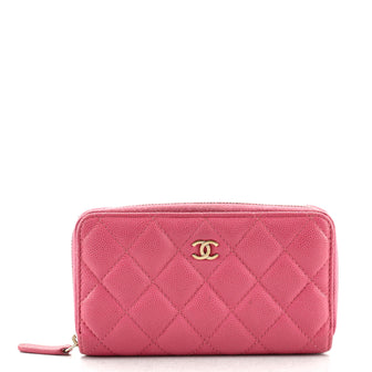 Chanel Zip Around Wallet Quilted Caviar Small
