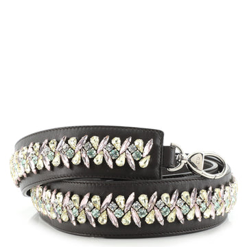 Christian Dior Shoulder Strap Crystal Embellished Leather