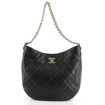 Chanel Wide Chain CC Turnlock Hobo Quilted Lambskin Small