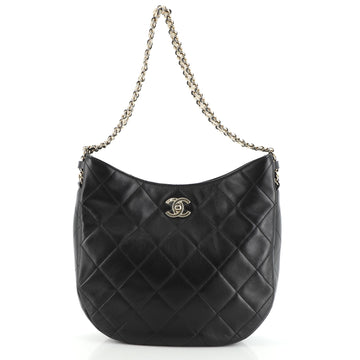 Chanel Wide Chain CC Turnlock Hobo Quilted Lambskin Small