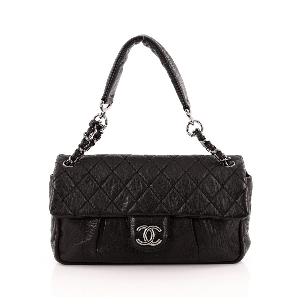 Chanel Classic Flap Braid Quilted Small Black Distressed Lambskin