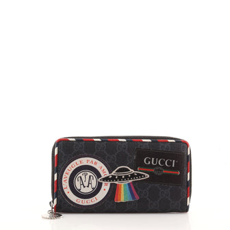 Gucci Courrier Zip Around Wallet GG Coated Canvas with Applique