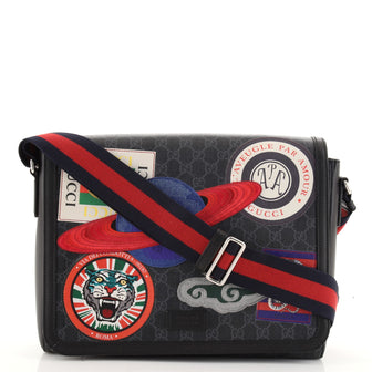 Gucci Night Courrier Flap Messenger GG Coated Canvas with Applique Large