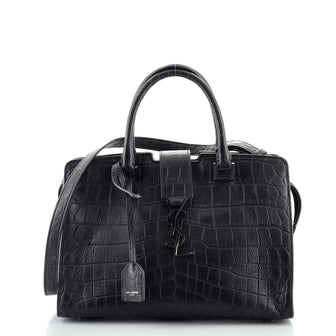 Saint Laurent Monogram Cabas Crocodile Embossed Leather Small