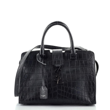 Saint Laurent Monogram Cabas Crocodile Embossed Leather Small