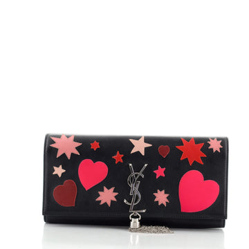 Saint Laurent Classic Monogram Tassel Clutch Embellished Leather Long