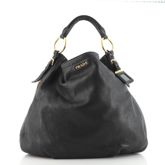 Prada Side Pocket Zip Hobo Vitello Daino Large