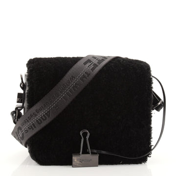 Off White Montone Flap Bag Shearling Small
