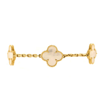 Van Cleef & Arpels Vintage Alhambra 5 Motifs Bracelet 18K Yellow Gold and Mother of Pearl