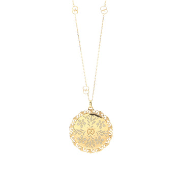 Gucci Icon Blooms Pendant Necklace 18K Yellow Gold with Enamel