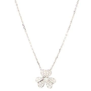 Van Cleef & Arpels Frivole Pendant Necklace 18K White Gold with Pave Diamonds Small