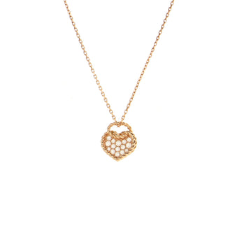 Cartier Coeur Torsade Pendant Necklace 18K Rose Gold with Diamonds