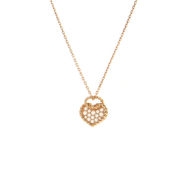 Cartier Coeur Torsade Pendant Necklace 18K Rose Gold with Diamonds