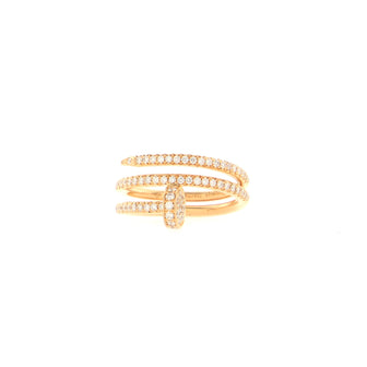 Cartier Juste un Clou Paved Double Ring 18K Rose Gold and Diamonds Small