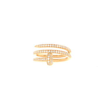 Cartier Juste un Clou Paved Double Ring 18K Rose Gold and Diamonds Small