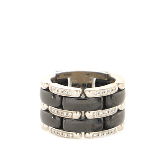Chanel Ultra Link Ring 18K White Gold, Diamond and Hematite Large