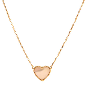 Van Cleef & Arpels Lucky Alhambra Heart Pendant Necklace 18K Rose Gold and Mother of Pearl