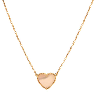 Van Cleef & Arpels Lucky Alhambra Heart Pendant Necklace 18K Rose Gold and Mother of Pearl