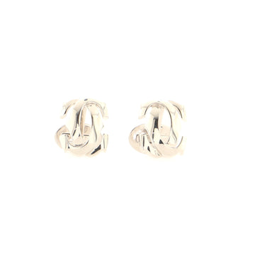 Cartier Double C Logo Cufflings Cufflinks 18K White Gold