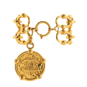 Chanel Vintage CC Double Chain Charm Bracelet Metal