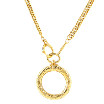 Chanel Magnifying Glass Pendant Necklace Quilted Metal