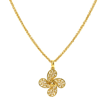 Chanel Vintage Clover Pendant Necklace Metal