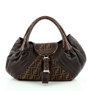Fendi Tortoise Spy Bag Zucca Canvas and Leather