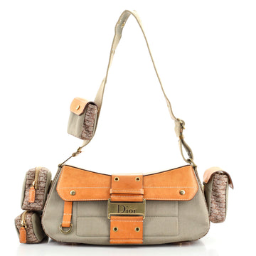 Christian Dior Vintage Multi-Pocket Street Chic Columbus Bag Canvas with Diorissimo Canvas and Leather Medium