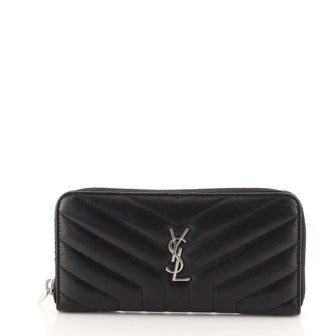 Saint Laurent Loulou Zip Around Wallet Matelasse Chevron Leather Long