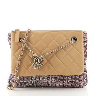 Chanel Double Case with Strap Tweed and Quilted Lambskin