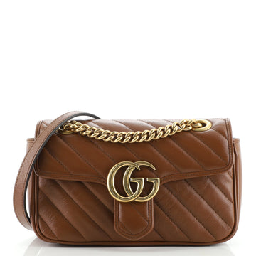 Gucci GG Marmont Flap Bag Diagonal Quilted Leather Mini