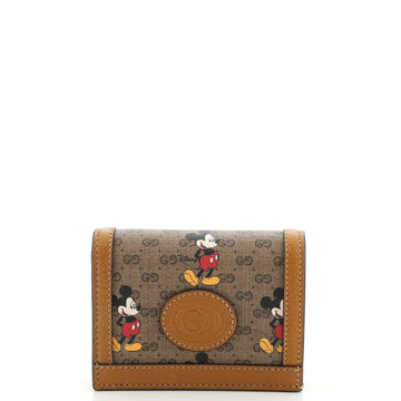Gucci Disney Mickey Mouse Card Case Wallet Printed Mini GG Coated Canvas
