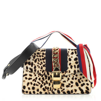 Gucci Sylvie Shoulder Bag Printed Calf Hair Small