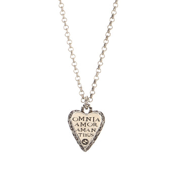 Gucci Engraved Heart Pendant Necklace Sterling Silver