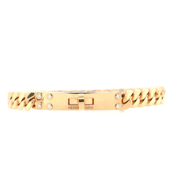 Hermes Kelly Gourmette Bracelet 18K Rose Gold with Diamonds Very Small