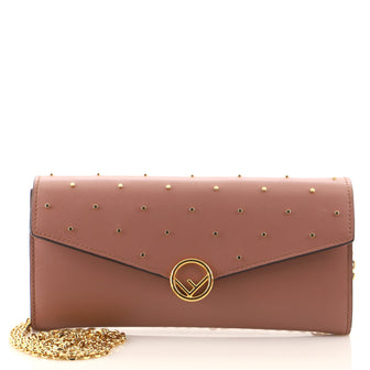Fendi F is Fendi Continental Chain Wallet Studded Leather