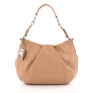 Prada Pleated Hobo Soft Calfskin Large