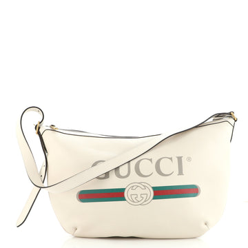 Gucci Logo Half-Moon Hobo Printed Leather