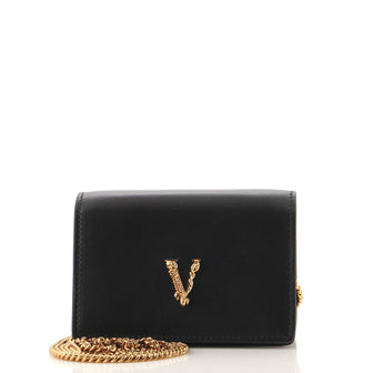 Versace Virtus Chain Wallet Leather Mini
