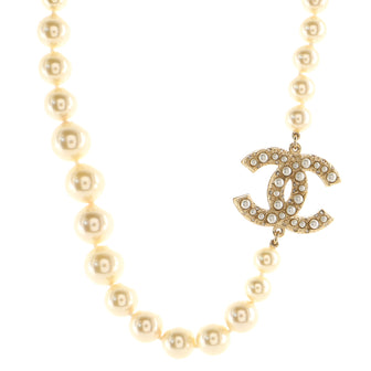 Chanel CC 100th Anniversary Short Necklace Metal with Faux Pearls and Crystals