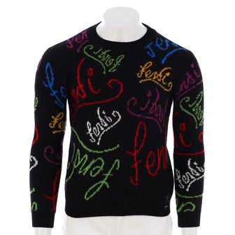 Fendi Men's x Noel Fielding Logo Intarsia Sweater Wool