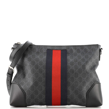 Gucci Web Zip Flat Messenger GG Coated Canvas Medium