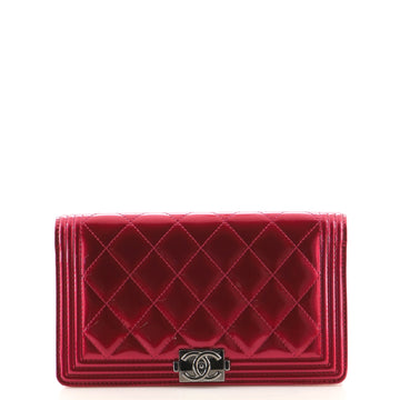 Chanel Boy Yen Wallet Quilted Patent