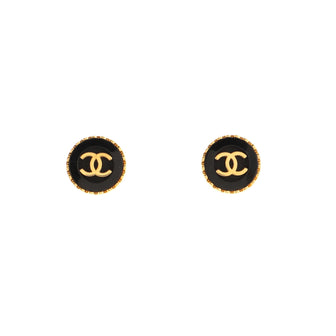 Chanel Vintage CC Round Button Clip-On Earrings	 Metal and Resin
