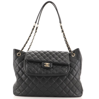Chanel Classic Flap Shopping Tote Quilted Caviar Large
