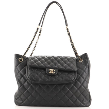 Chanel Classic Flap Shopping Tote Quilted Caviar Large