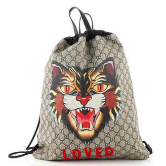 Gucci Drawstring Backpack Printed GG Coated Canvas Large